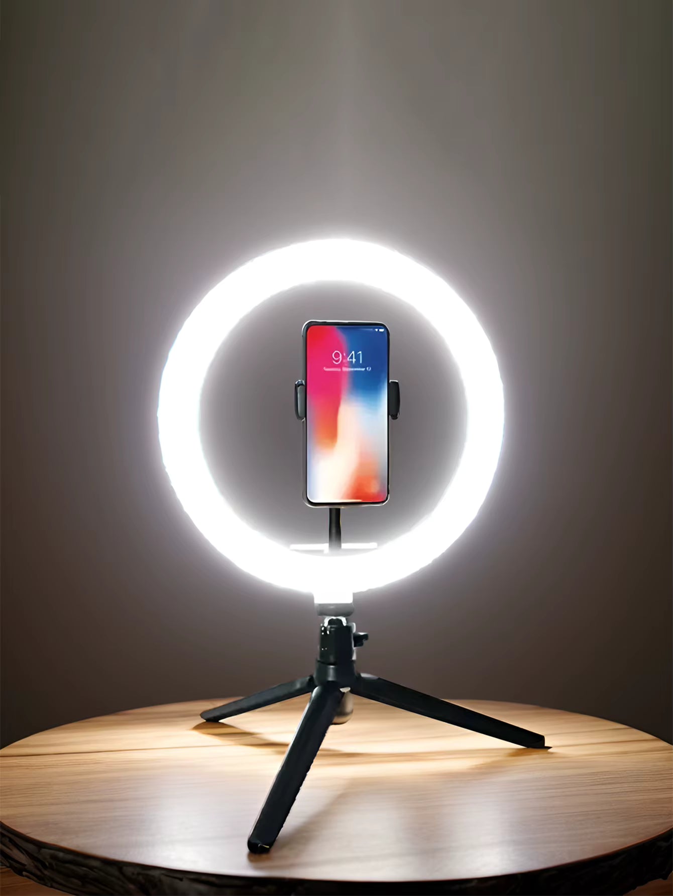 Desk Mount Kit – Phone Holder + LED Ring Light for Streamers