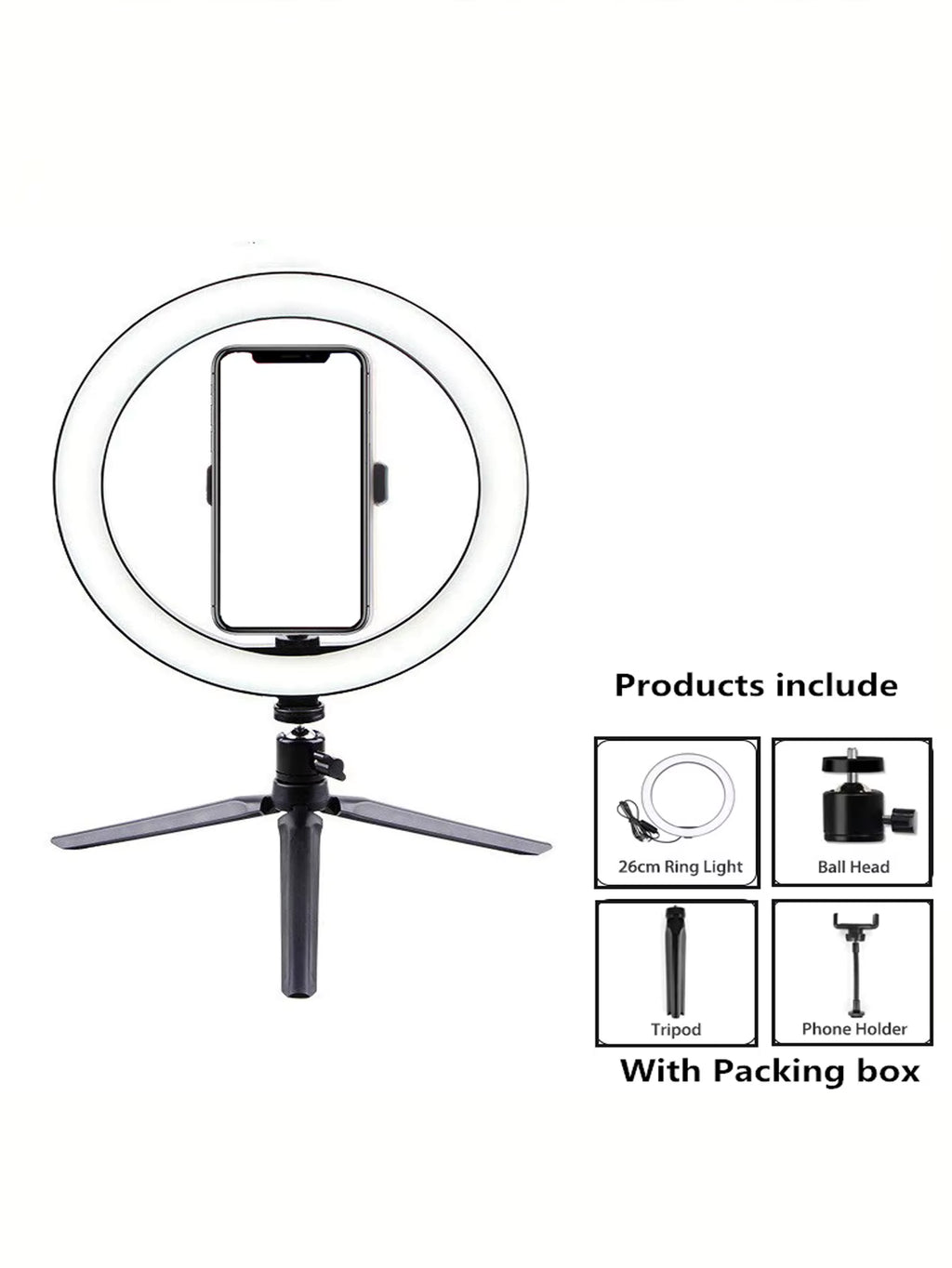 Desk Mount Kit – Phone Holder + LED Ring Light for Streamers
